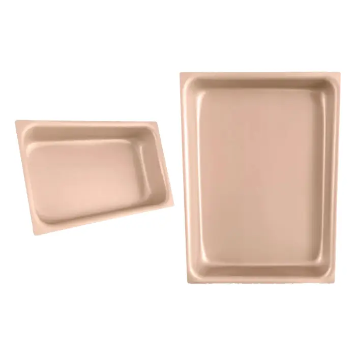 [PC0004] Jogo de 2 Travessas / Assadeiras Gastronômicas – 2 Peças (Vermelha e Bege) – 26X16X5CM – 36X26X5CM