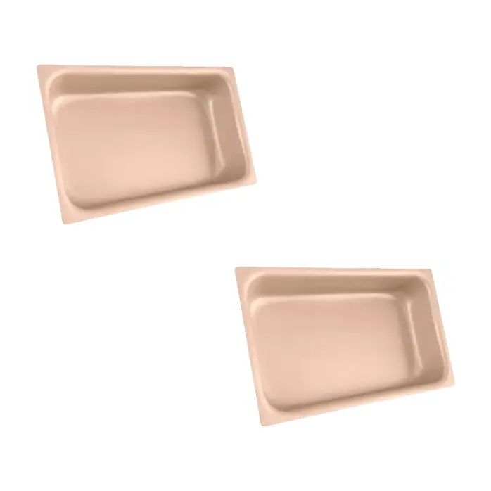 [PC0005] Jogo de 2 Travessas / Assadeiras Gastronômicas – 2 Peças (Vermelha e Bege) – 26X16X5CM