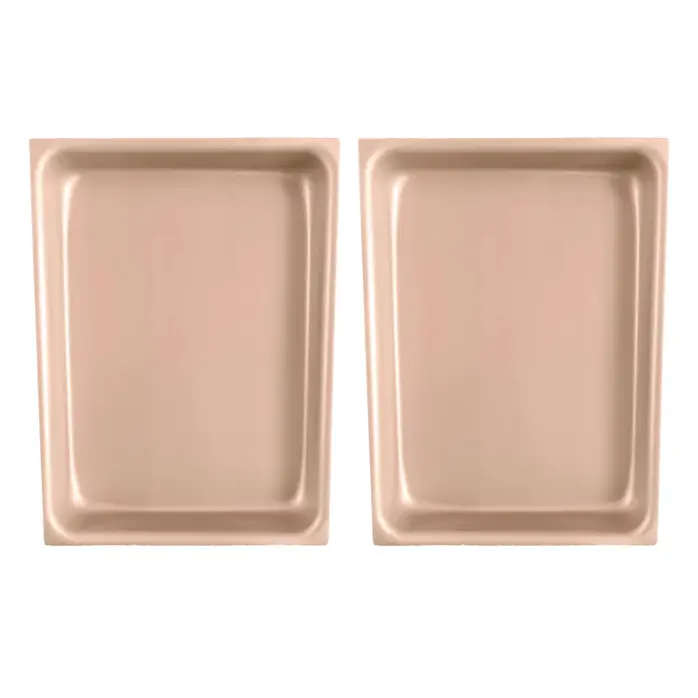 [PC0006] Jogo de 2 Travessas / Assadeiras Gastronômicas – 2 Peças (Vermelha e Bege) – 36X26X5CM